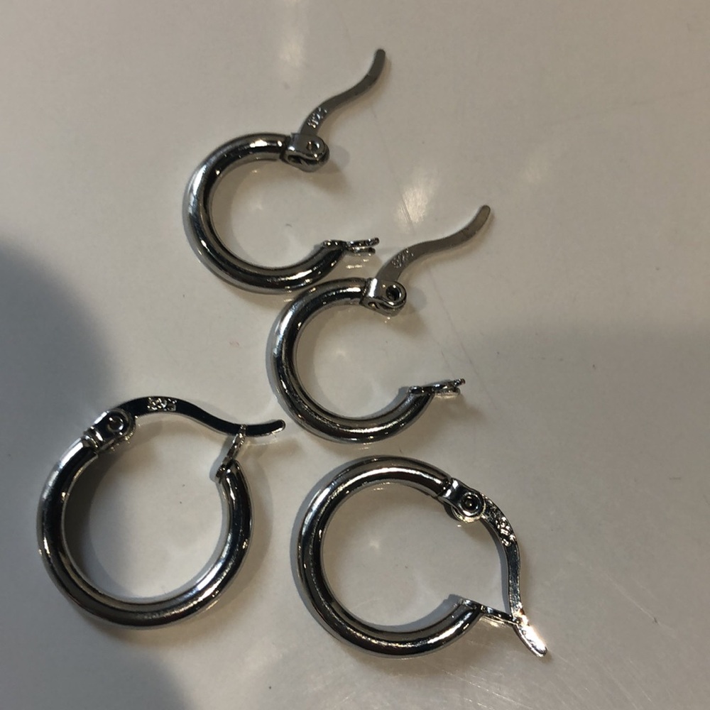Set Of 2 Mini Silver Hoops - Picture 2 of 2